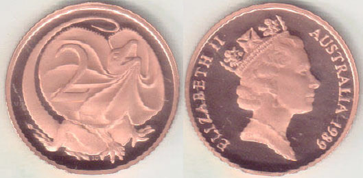 1989 Australia 2 Cents (Proof) A004558
